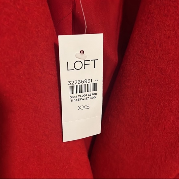 NWT LOFT Double Breasted Wool Blend Coat - Oversized Relaxed Fit - XXS Tango Red - Picture 5 of 5